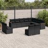 vidaXL 12 Piece Garden Sofa Set with Cushions Black Poly Rattan