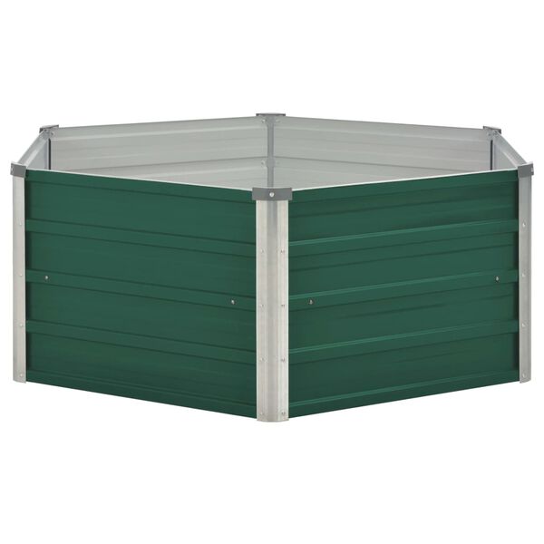 vidaXL Raised Garden Bed 129x129x45 cm Galvanised Steel Green