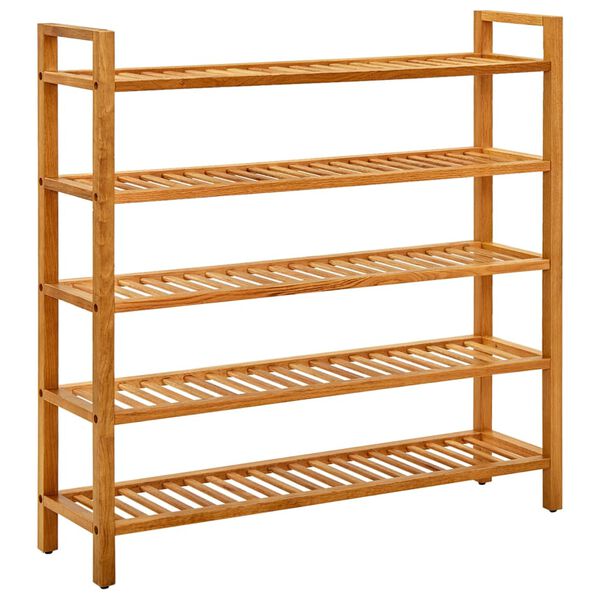 vidaXL Shoe Rack with 5 Shelves 100x27x100 cm Solid Oak Wood