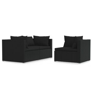 vidaXL Garden Lounge Set | Black | PE rattan | Medium | Modular