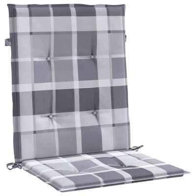 vidaXL Garden Lowback Chair Cushions 4 pcs Grey Check Pattern 100x50x3 cm Oxford Fabric