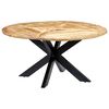 vidaXL Dining Table | Brown | Solid Mango Wood, Powder-Coated Iron | 150 cm