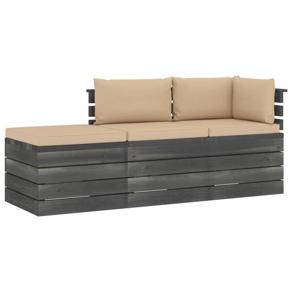 vidaXL 3 Piece Garden Pallet Lounge Set with Cushions Solid Pinewood