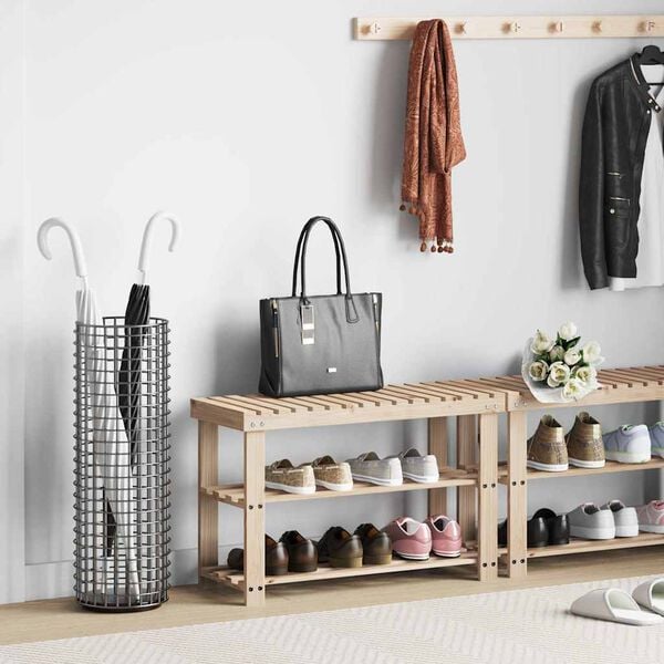 vidaXL 2-in-1 Shoe Rack with Bench Top Solid Fir Wood
