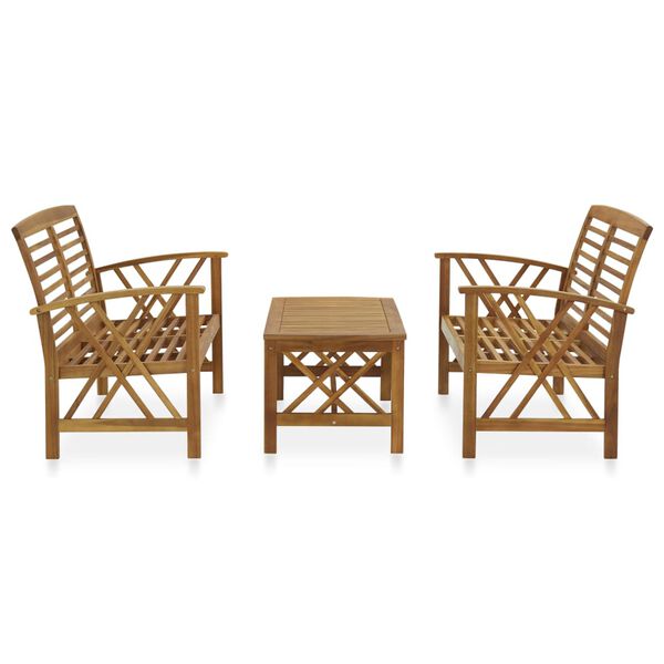 vidaXL 3 Piece Garden Lounge Set Solid Acacia Wood