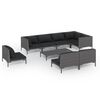 vidaXL 9 Piece Garden Lounge Set with Cushions Poly Rattan Dark Grey