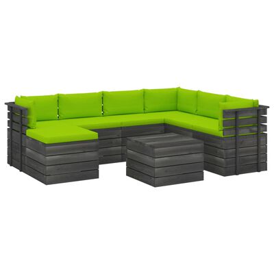 vidaXL 8 Piece Garden Pallet Lounge Set with Cushions Solid Pinewood