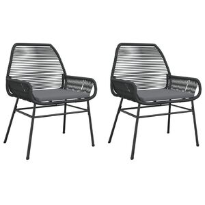 vidaXL Garden Chairs 2 pcs with Cushions Black Poly Rattan