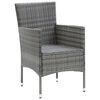 vidaXL 3 Piece Garden Dining Set with Cushions Poly Rattan Grey