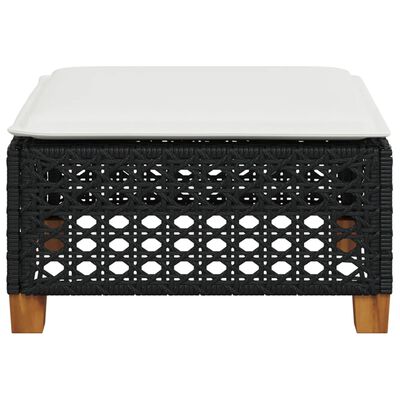 vidaXL Garden Stool with Cushion Black 63.5x56x32 cm Poly Rattan