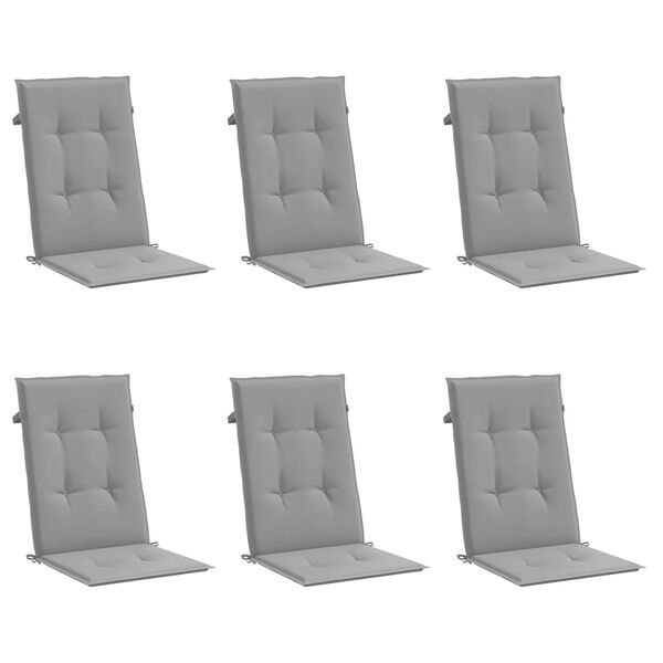 vidaXL Garden Highback Chair Cushions 6 pcs Grey 120x50x3 cm Fabric