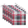 vidaXL Garden Chairs 6 pcs Red Check Pattern Cushions Solid Teak Wood