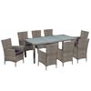 vidaXL 9 Piece Outdoor Dining Set with Cushions Poly Rattan Grey