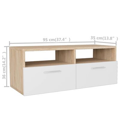 vidaXL TV Cabinets 2 pcs Engineered Wood 95x35x36 cm Oak and White