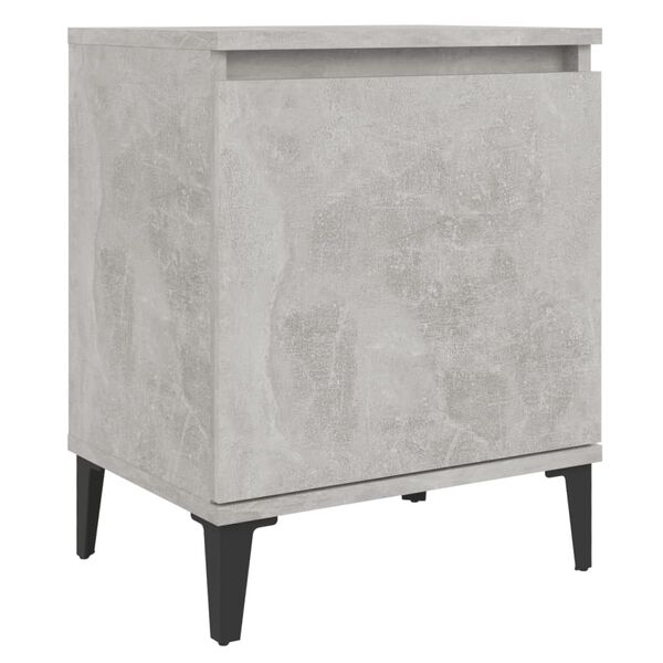 vidaXL Bed Cabinet with Metal Legs Concrete Grey 40x30x50 cm