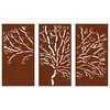 vidaXL Garden Wall Decorations 3 pcs 105x55 cm Corten Steel Tree Design