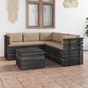 vidaXL 6 Piece Garden Pallet Lounge Set with Cushions Solid Pinewood