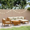 vidaXL 6 Piece Garden Lounge Set with Cream Cushion Solid Acacia Wood