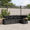 vidaXL 5 Piece Garden Sofa Set with Cushions Black Poly Rattan