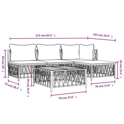 vidaXL 5 Piece Garden Lounge Set with Cushions Anthracite Steel