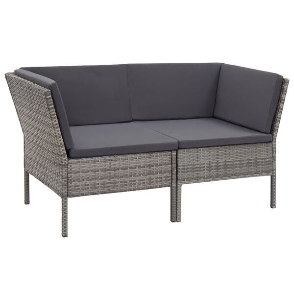 vidaXL 8 Piece Garden Lounge Set with Cushions Poly Rattan Grey