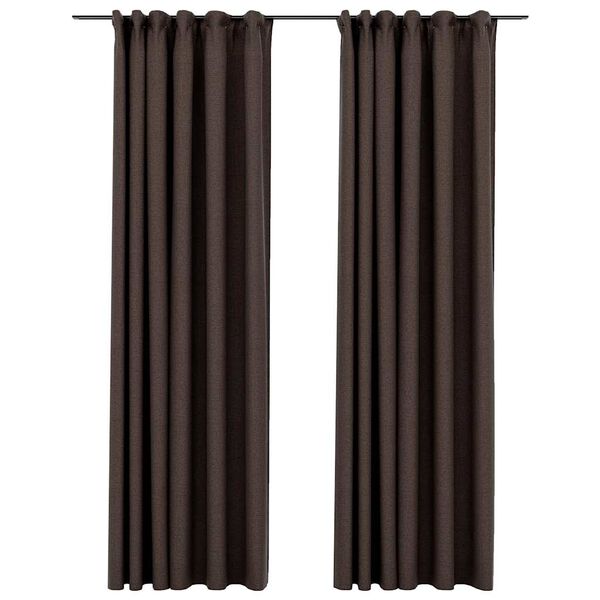 vidaXL Linen-Look Blackout Curtains with Hooks 2 pcs Taupe 140x245 cm