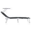 vidaXL Folding Sun Lounger with Canopy Steel and Fabric Black