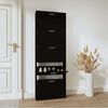 vidaXL Shoe Cabinet Black 59x17x169 cm Engineered Wood
