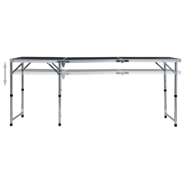 vidaXL Foldable Camping Table Grey Aluminium 180x60 cm