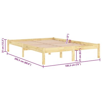 vidaXL Bed Frame without Mattress Solid Wood Super King Size