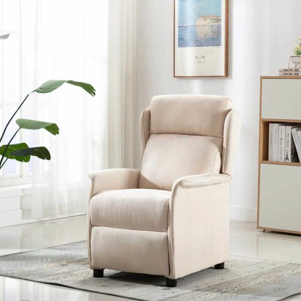 vidaXL Recliner Chair Cream 66.5 x 94 x 101.5 cm Polyester