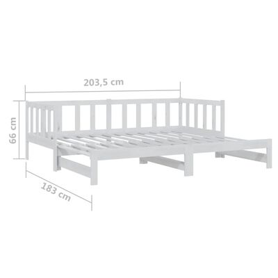 vidaXL Pull-out Day Bed White 2x(90x200) cm Solid Wood Pine