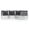 vidaXL 4 Piece Garden Lounge Set with Cushions White Steel