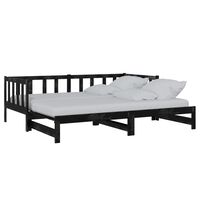 vidaXL Pull-out Day Bed Black Solid Pinewood 2x