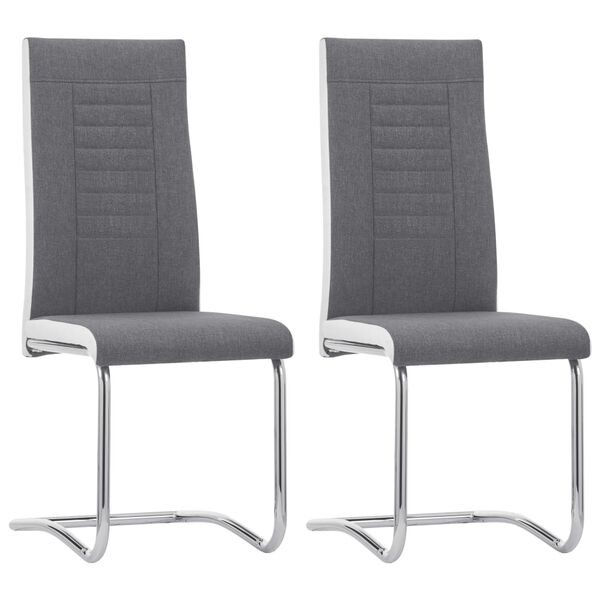 vidaXL Cantilever Dining Chairs 2 pcs Dark Grey Fabric