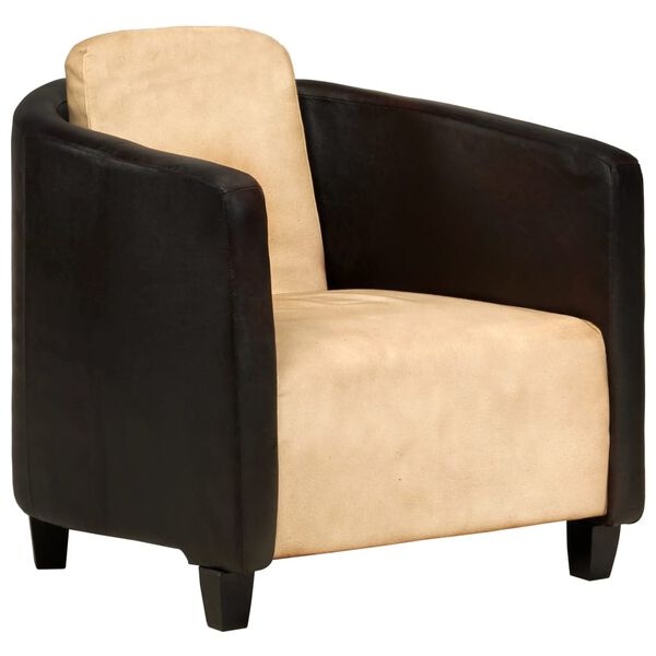 vidaXL Armchair Tan and Black Real Leather