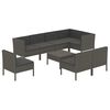 vidaXL 9 Piece Garden Lounge Set with Cushions Poly Rattan Grey