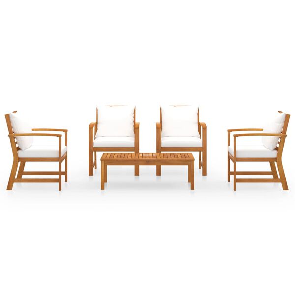 vidaXL 5 Piece Garden Lounge Set with Cushion Solid Acacia Wood