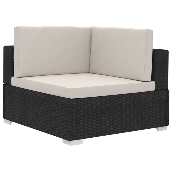 vidaXL 4 Piece Garden Sofa Set with Cushions Poly Rattan Black