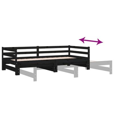 vidaXL Pull-out Day Bed without Mattress Black 2x(90x200) cm