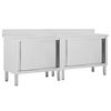 vidaXL Work Tables with Sliding Doors 2pcs 200x50x(95-97)cm Stainless Steel