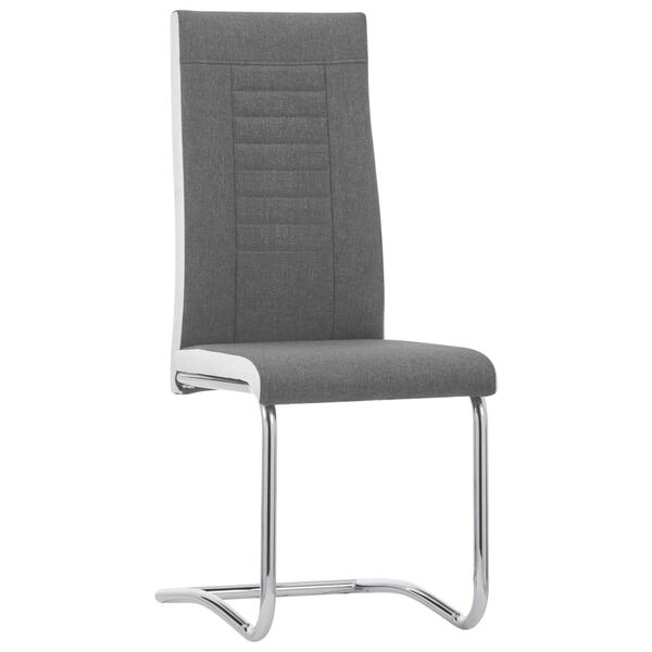 vidaXL Cantilever Dining Chairs 2 pcs Dark Grey Fabric