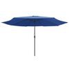 vidaXL Garden Parasol with Metal Pole 390 cm Azure Blue
