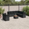 vidaXL 10 Piece Garden Sofa Set with Cushions Black Poly Rattan