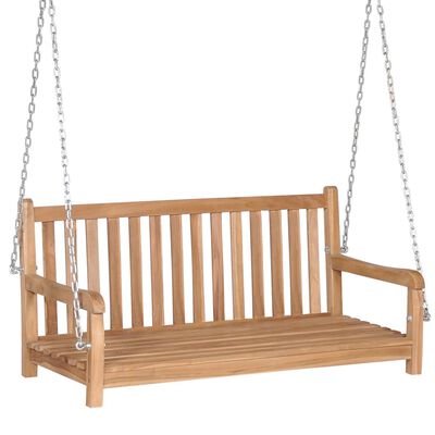 vidaXL Swing Bench with Beige Cushion 120 cm Solid Teak Wood