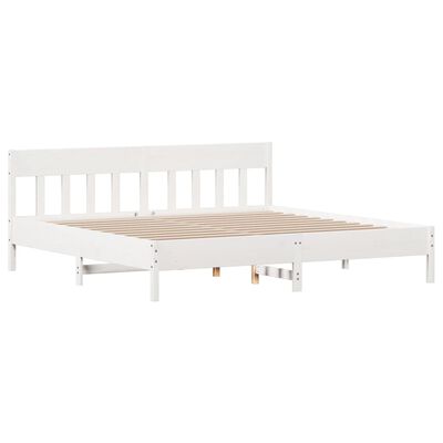 vidaXL Bed Frame with Headboard White 200x200 cm Solid Wood Pine