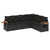 vidaXL 6 Piece Garden Sofa Set with Cushions Black Poly Rattan