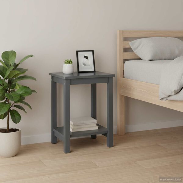 vidaXL Bedside Cabinet Dark Grey 35x30x47 cm Solid Pinewood