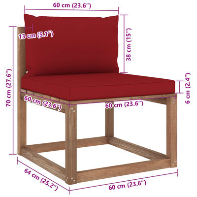 vidaXL 3 Piece Garden Pallet Lounge Set with Cushions Impregnated Pinewood