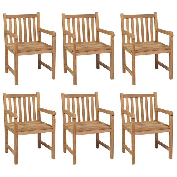 vidaXL Garden Chairs 6 pcs with Green Cushions Solid Teak Wood